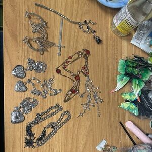 Silver and Red Women's Jewelry Set